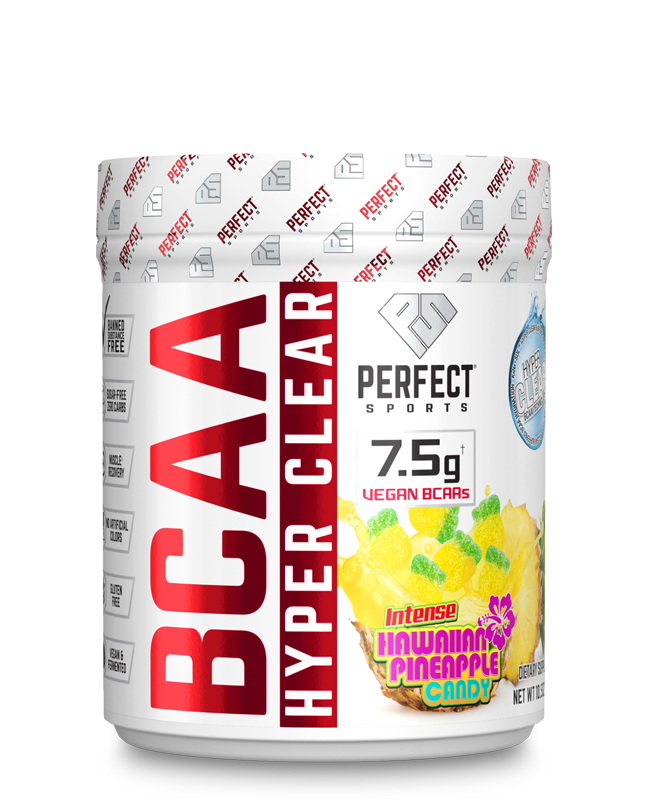 Perfect Sports Dietary Supplement, Vegan Branched Chain Amino Acids, BCAA Hyper Clear, Intense Hawaiian Pineapple Candy Flavour, 10.5 OZ, 297 G