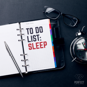 Sleep To Do List on notebook with sunglasses and clock nearby, PERECT Sports Article on Sleep for Performance and Recovery