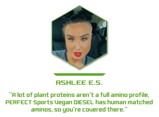 PERFECT Sports DIESEL Vegan Protein Review Thumbnail with Ashlee-Evans Smith